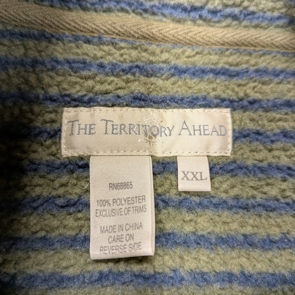 The Territory Ahead Jacket Men's XXL Green Stripe Pullover Fleece ¼ Snap Up - Picture 3 of 7